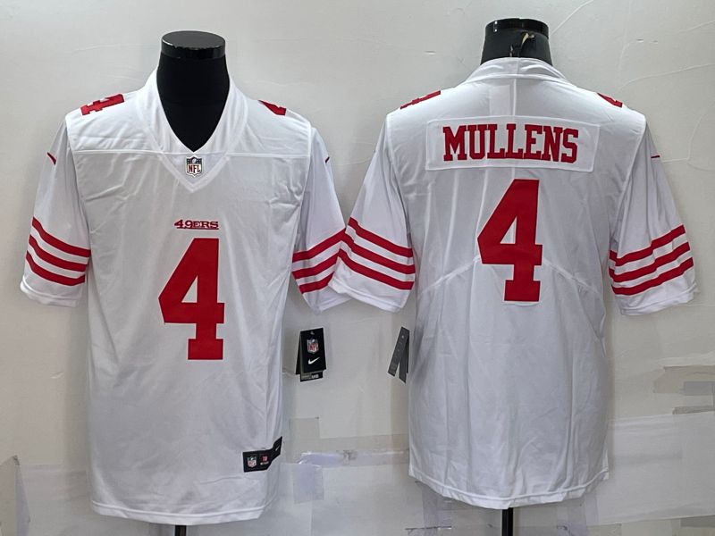 Cheap Men San Francisco 49ers 4 Mullens White New 2022 Nike Limited Vapor Untouchable NFL Jersey